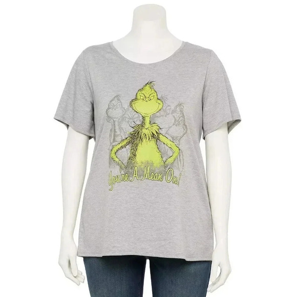 Women's The Grinch You're A Mean One Holiday Graphic Tee Top 2X - Picture 5 of 6